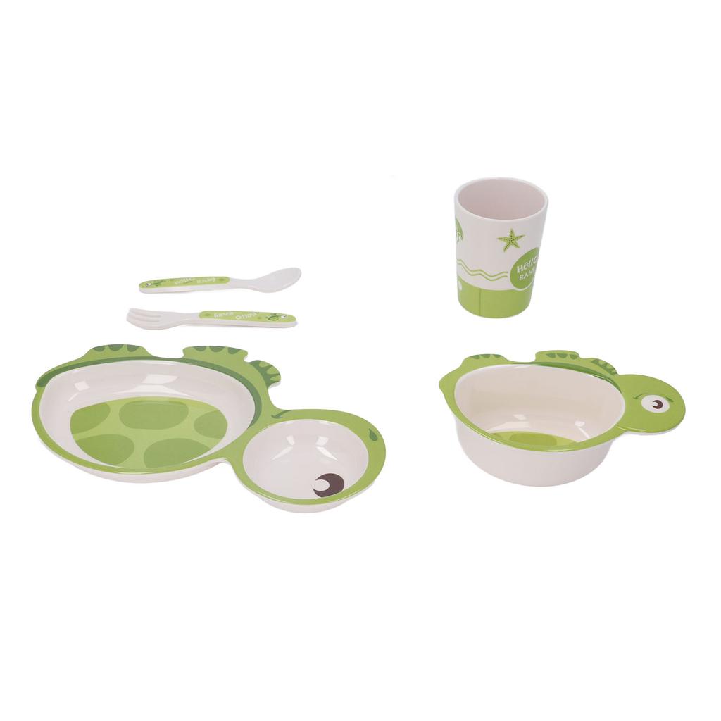 5pcs Baby Plates Set Divided Heat Resistant Lightweight Carton Exquisite Toddler Bowl Dining Set