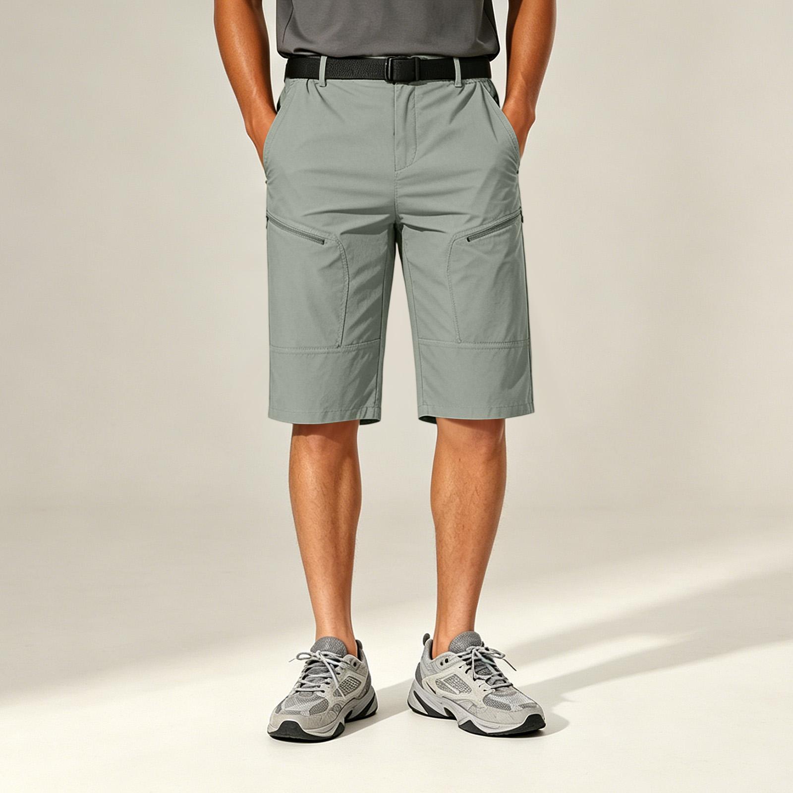 Men s Cargo Shorts with Multiple Pockets, Loose Fit Casual Mid-Length Shorts for Summer L