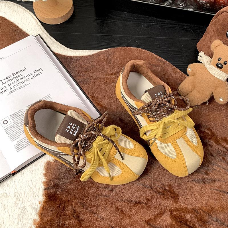 

Американские ретро трендовые желтые немецкие кроссовки на платформе женские новинка весны 2025 года универсальные легкие спортивные туфли с мягкой подошвой 40 жёлтый