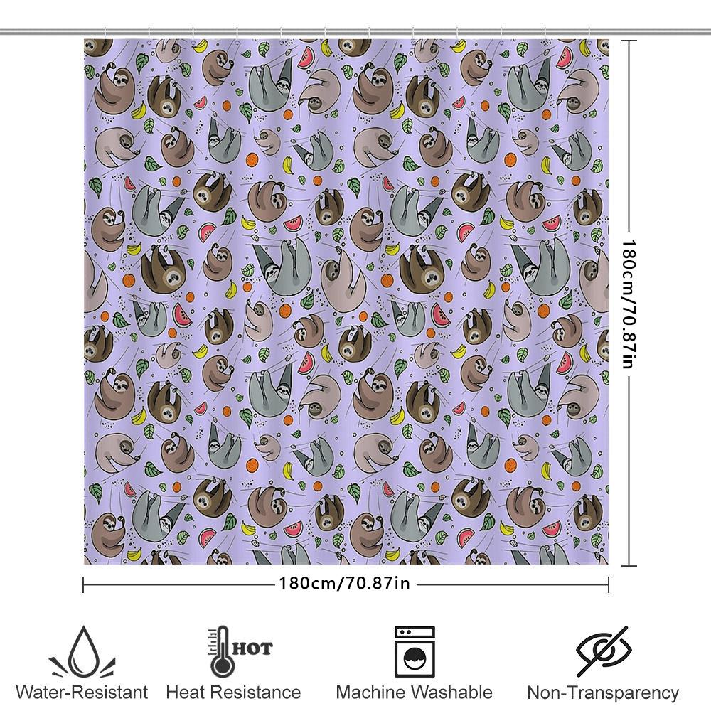 Cute Fruit Shower Curtain Tropical Watermelon Pineapple Banana Pattern Bathroom Decor Farmhouse Style Home Textile Quick Dry