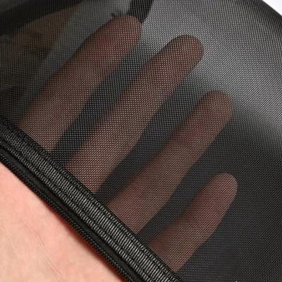 New Black Mesh Cosmetic Bag Zipper Closure Portable Toiletry Bag Clear Mesh Multi-functional Storage Pouch Travel Use