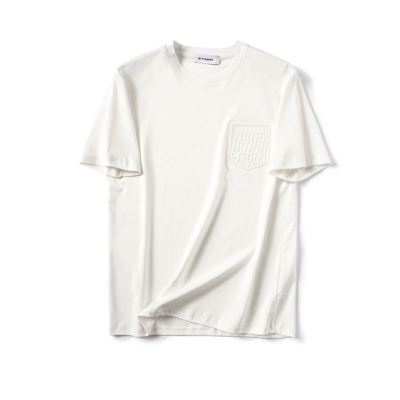 80 Liquid Ammonia Mercerized Pima Cotton T-shirt Men s Short-Sleeved Summer New Arrival Pure Cotton Clothes Export Men s Clothing Cotton T-shirt White M