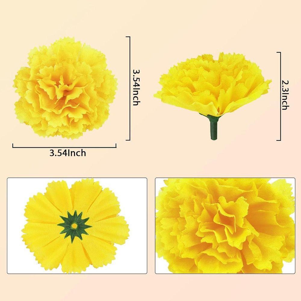 Large Marigold Flower Heads Silk Diwali Marigold Fake Flower Day Of The Dead Decorations Artificial Marigold Garland