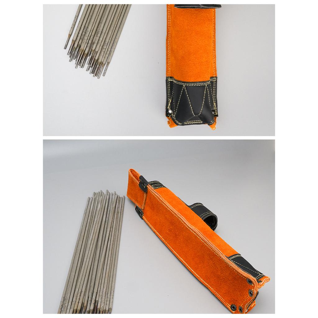 Flame Resistant Welding Electrode Storage Bag Thickened Leather Construction Heavy Duty Fireproof Design For Professional Welders