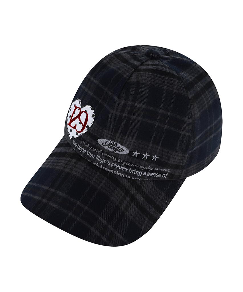 ILLIGO Heart Letter Ball Cap Check Navy