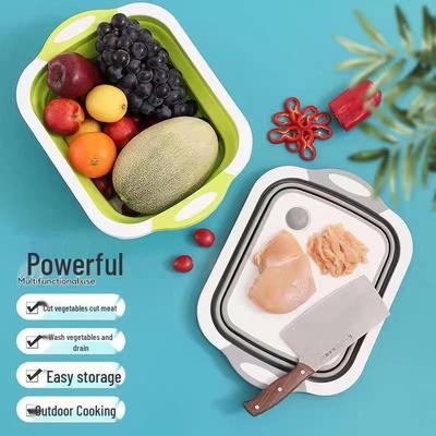 Multifunctional Folding Cutting Board and Strainer Basin for Kitchen and Outdoor Use