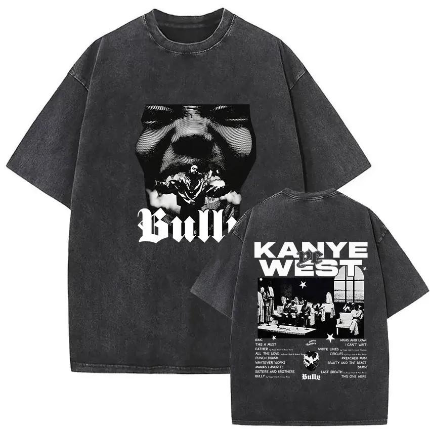 Kanye West Bully T-shirt Grafica Lavata Vintage Oversize Unisex Cotone