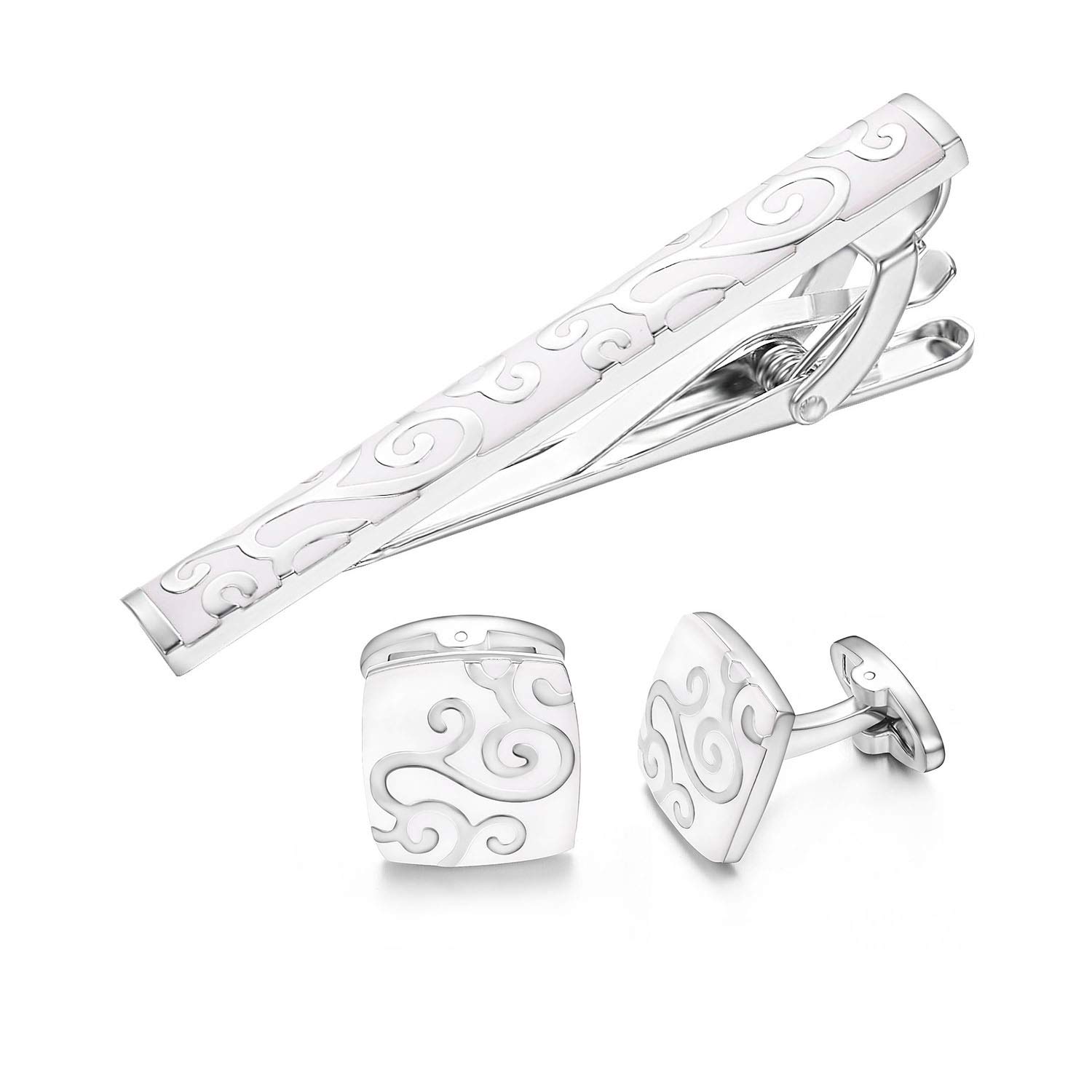 

Запонки для галстука Yoursfs в японском стиле с белым арабесковым узором, булавки для галстука для торжественного свадебного подарка, запонки, случаи, мужские аксессуары,