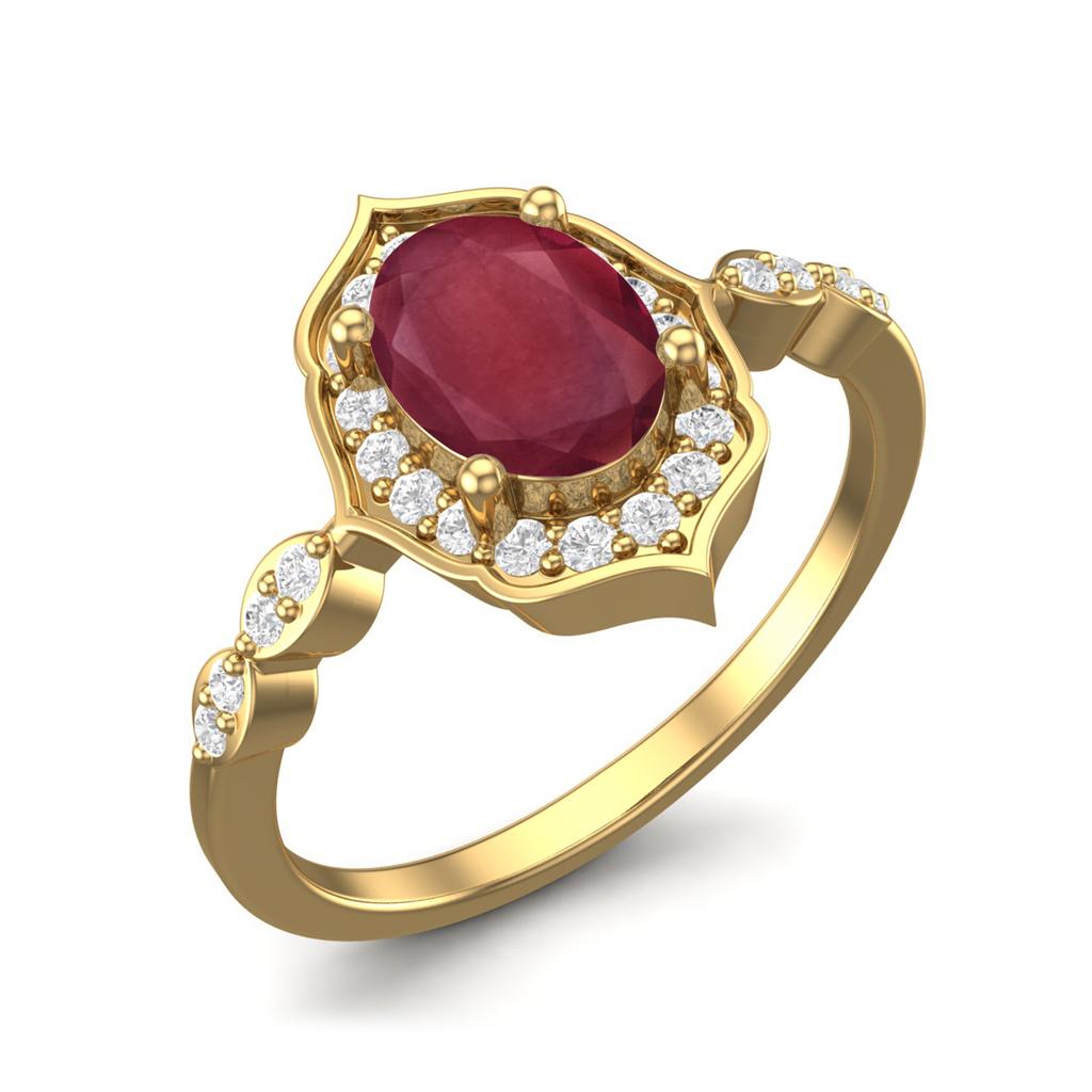 7X5 MM Oval Ruby 925 Sterling Silver Gold Vermeil Halo Engagement Promise Women Ring
