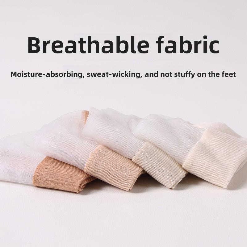 5 Pairs Spring and Summer Thin Fashion Breathable Color Cotton Crystal Socks Women's Stockings Short Stockings Women's Mid-tube Socks
