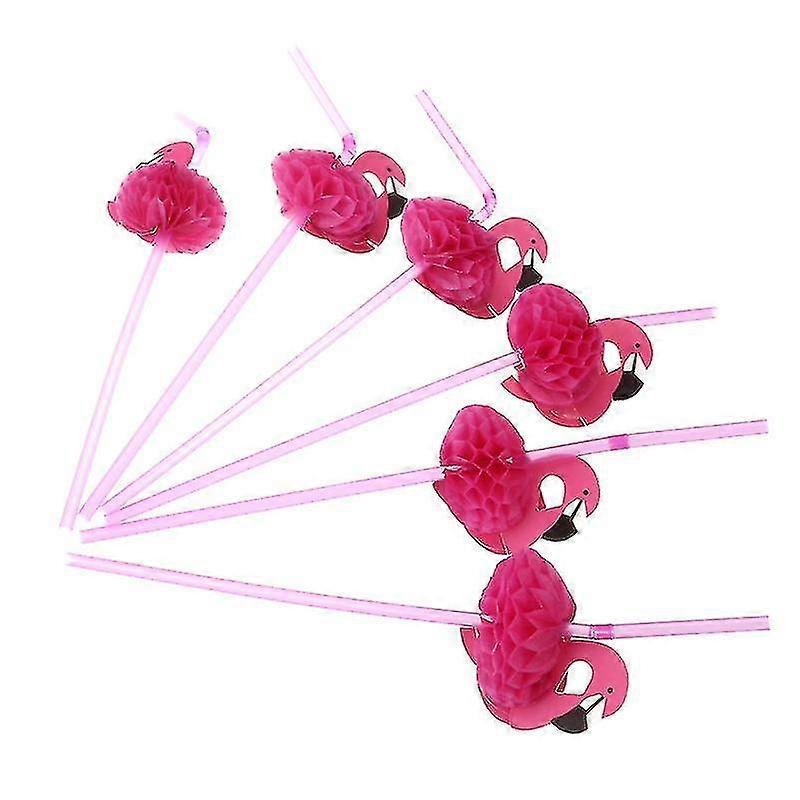 50pcs Flamingo Paper Straws Disposable Drinking Suckers Tubularis For Bar Club Diy Drink (rose Red)
