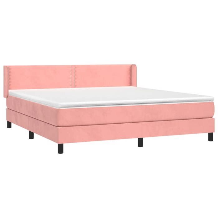 3130912 vidaXL Divan Bed with Mattress Pink 160x200 Cm Velvet
