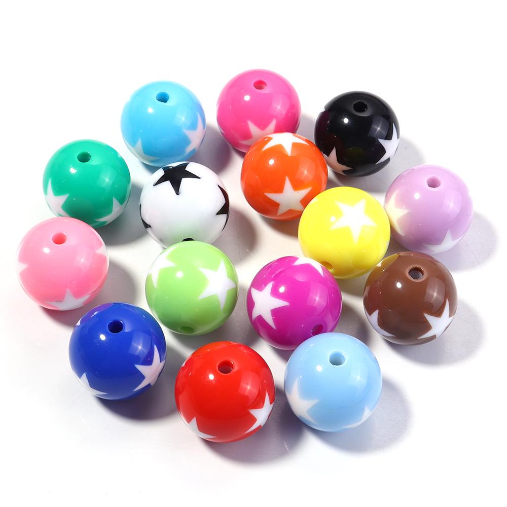 10-20pcs/lot 12 16 20mm Acrylic Beads Double Color Star Round Beads Loose Spacer Beads For Jewelry Making DIY Bracelet Necklace