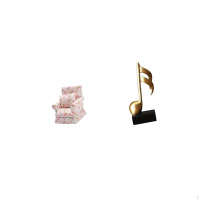 Dollhouse Couch Music Note Sculpture 1/12 Scale Artificial House Scene Decoration Musical Figurine