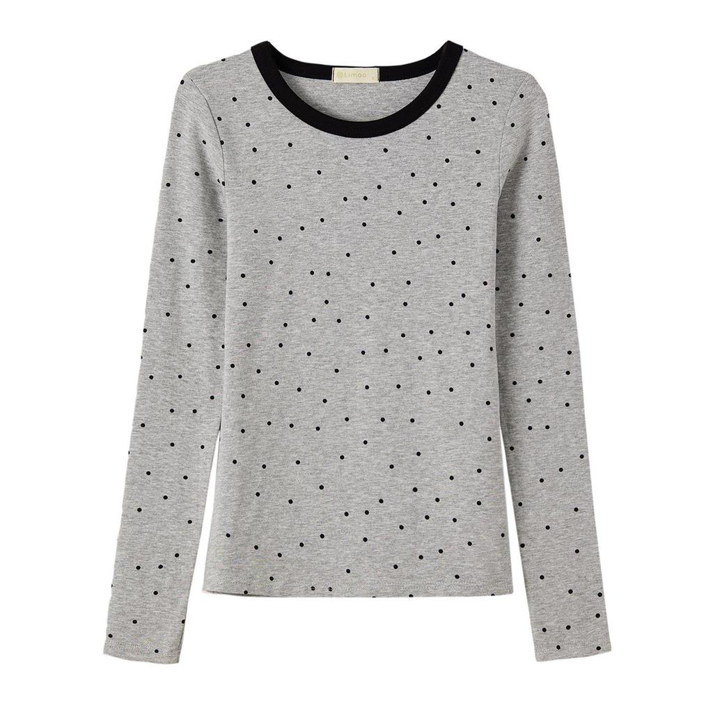 High-Quality Women's Polka Dot Long Sleeve Slimming T-Shirt - Fall 2025 Collection