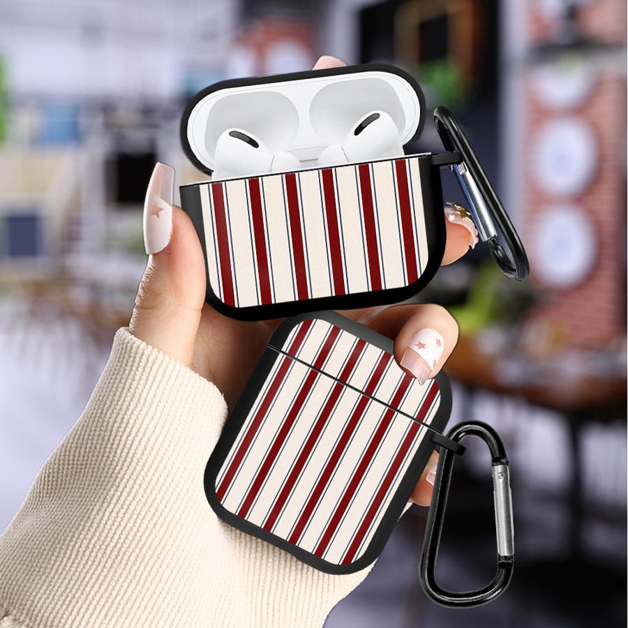 Red White Stripes Case For Airpods Pro 4 Pro3 Pro2 2 3 1 Earphone Cases Cover