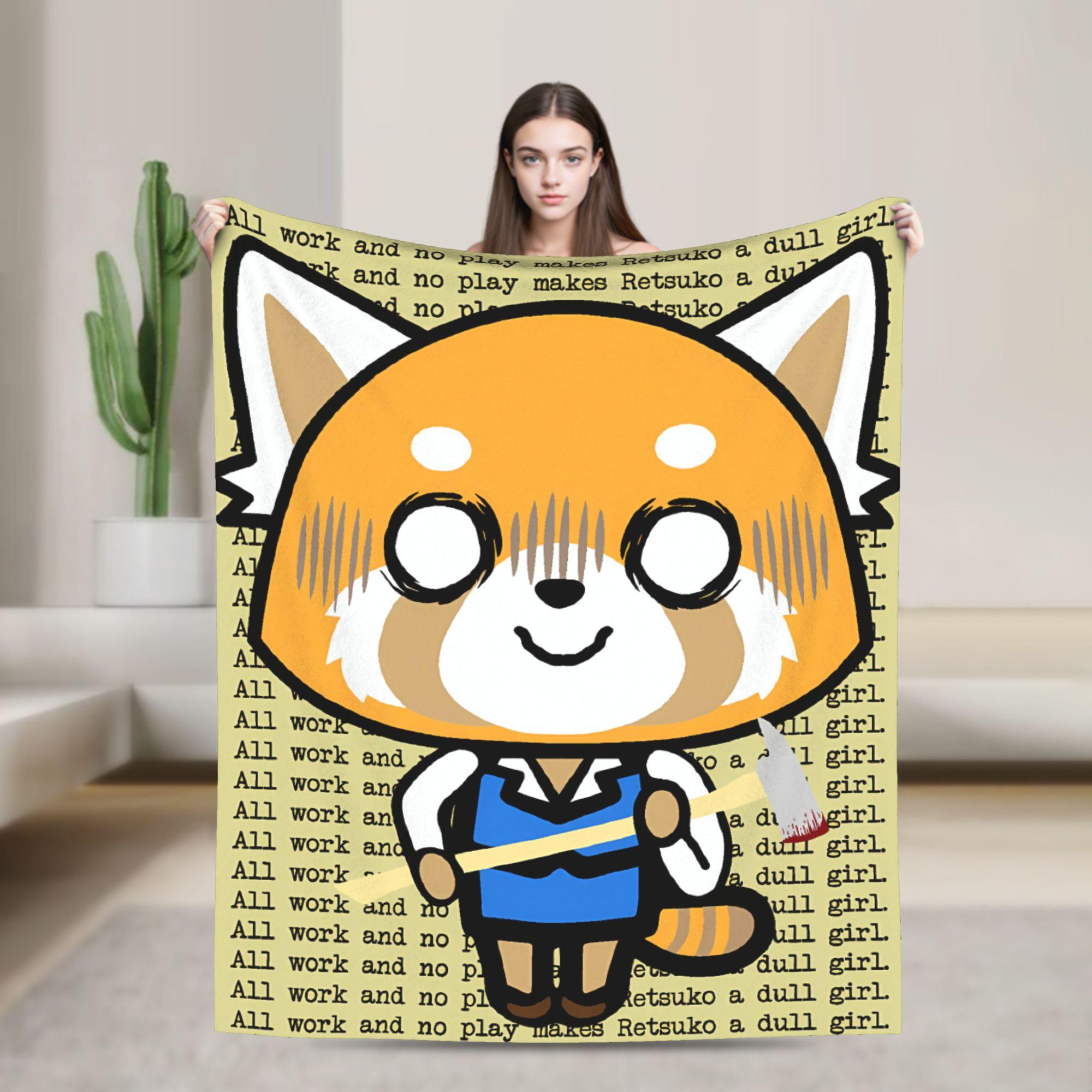 Aggretsuko Warm Soft Blanket Students Plush Throw Blanket Novelty Living Room Flannel Bedspread Sofa Bed Cover 75x90cm