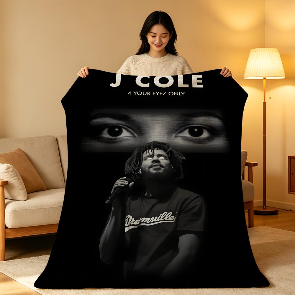 Music J-J.Cole Throw High-Density Short Plush Blanket Soft Skin-Friendly for Sofa Nap Air-Conditioned Room
