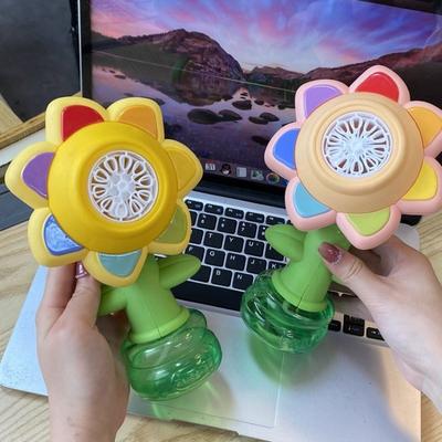 Pistola de bolhas elétrica para meninos e meninas, brinquedo soprador de sabão, máquina automática com som e luz, balanço de girassol, brinquedos para crianças, presente