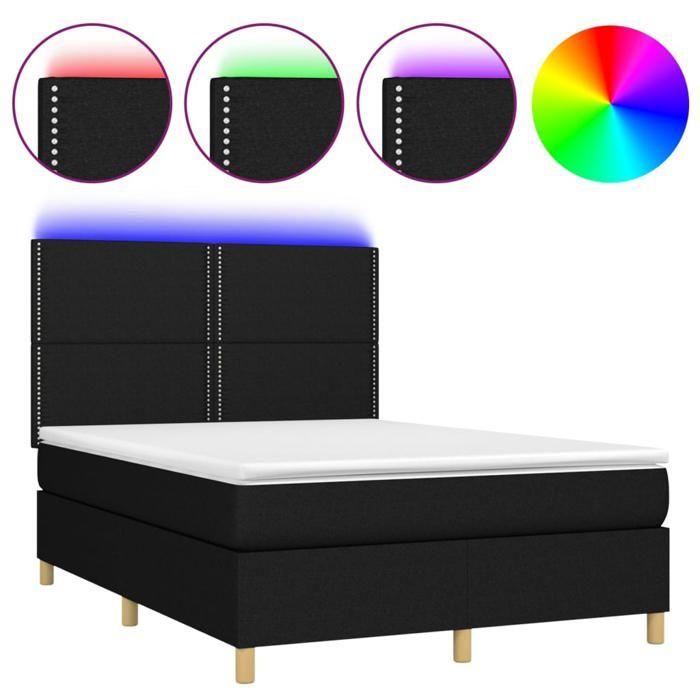 VidaXL Sommier à Lattes de Lit avec Matelas et LED, Lit Rembourré, Lit Double, Lit Adulte de Chambre à Coucher Intérieur, 3135359