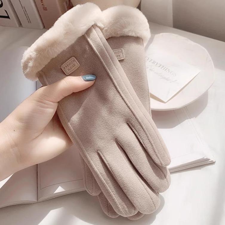 Winter Plush Gloves Thickened Warm Suede Elegant Women's Gloves Touch Screen Gloves Winter