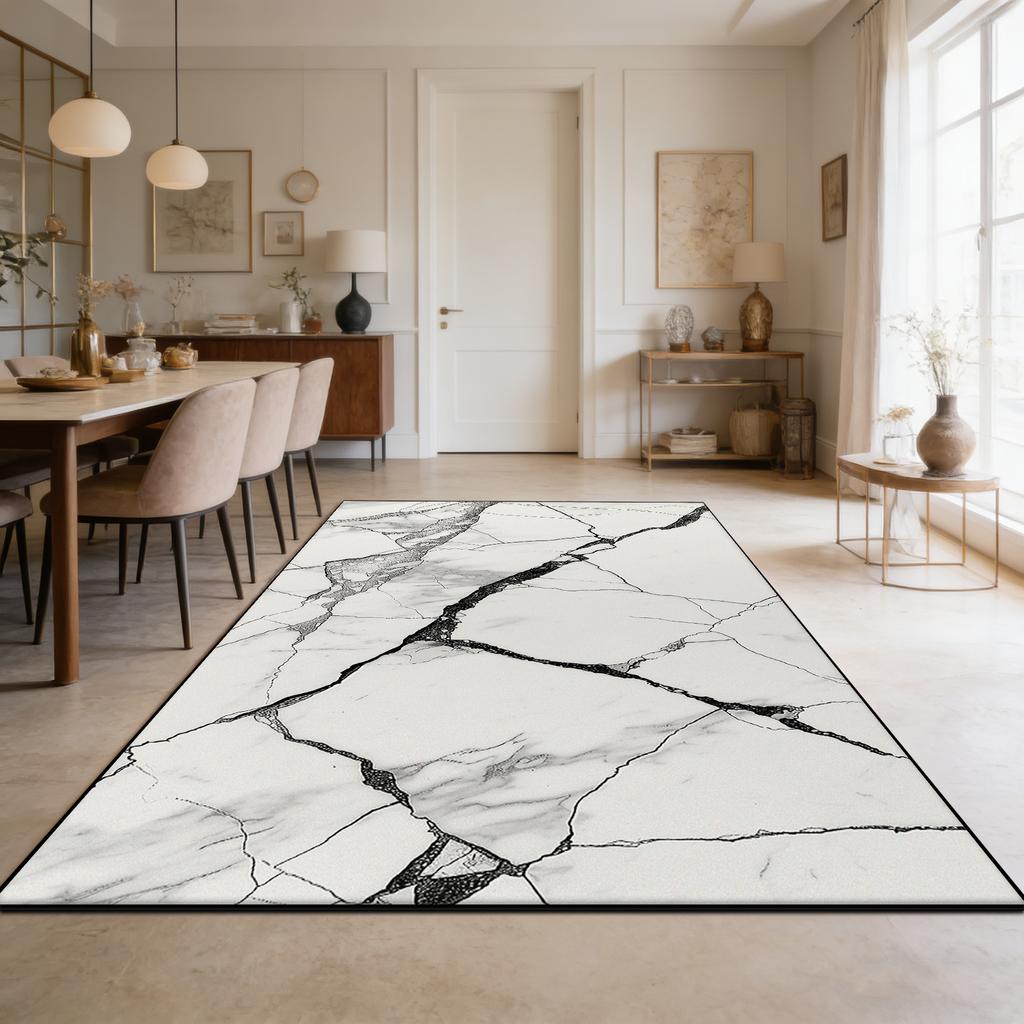 Marble Style Dining Room Long Rug Decoration Bedroom Living Room Non-slip Washable Carpet Cloakroom Soft Fluffy Tables Chair Mat