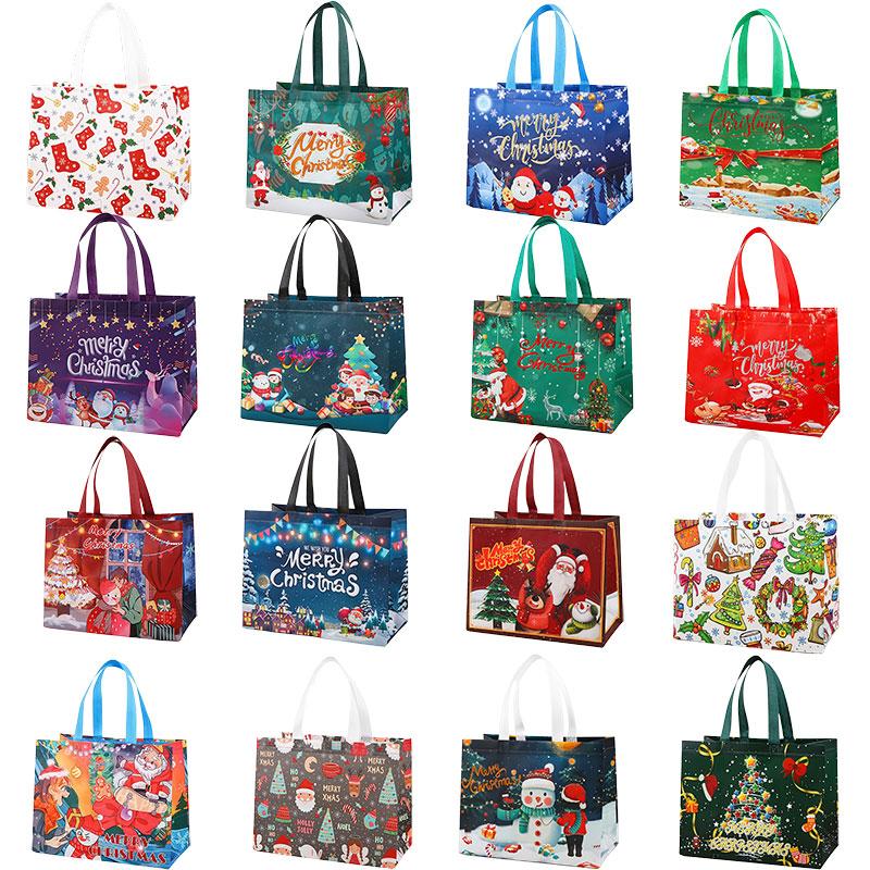 

16 Christmas Gift Bags, Various Patterned Tote Bags, Children s Gift Bags, Plastic Candy and Cookie Bags, Christmas Party Decora 14x16cm