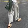 Women's Gray Quick-Dry Wide-Leg Japanese-Style Casual Cropped Pants