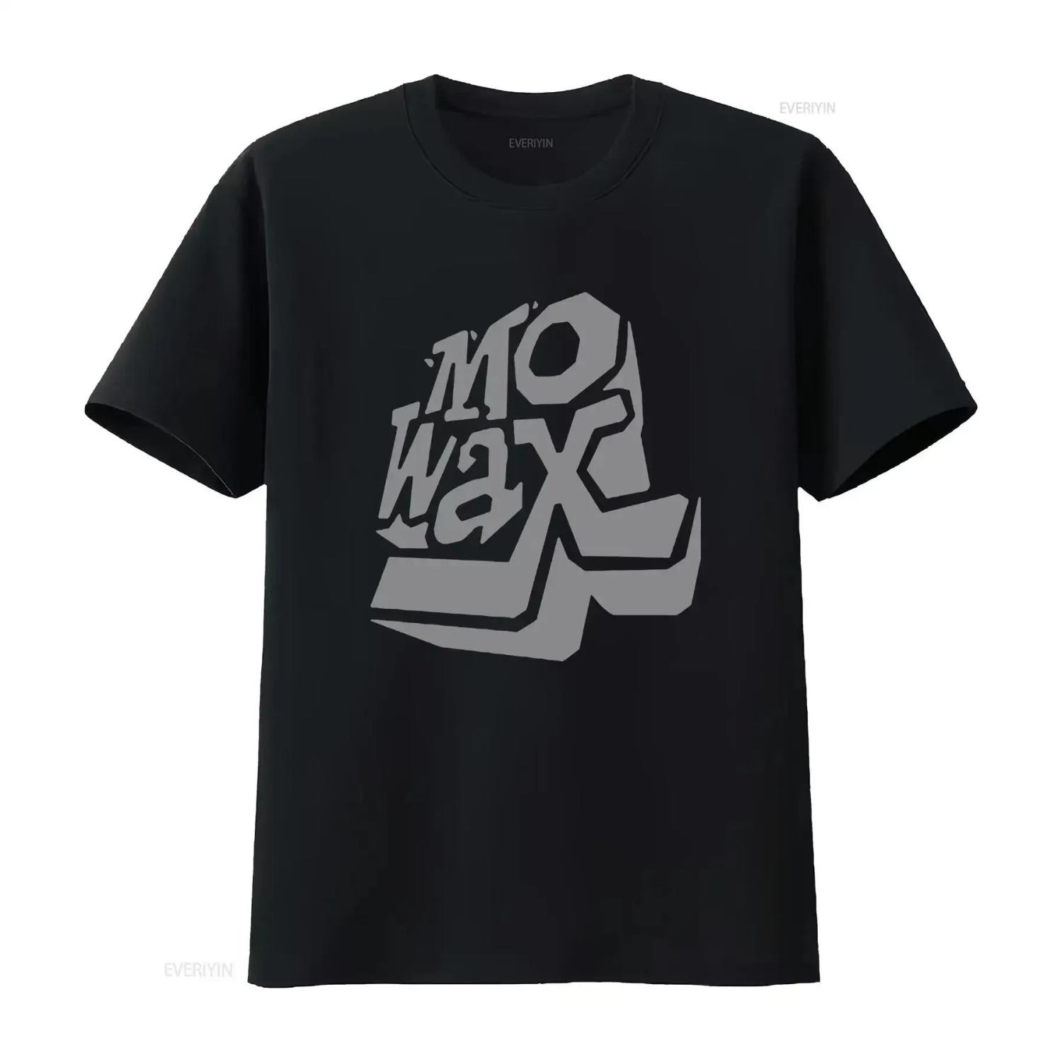 

MO WAX Футболка с логотипом S 3XL винтажная стираная модная Топ для повседневной носки Мягкая повседневная дизайнерская одежда Стильная уличная одежда Унисекс S чёрный