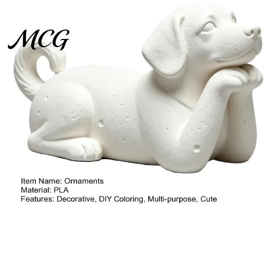 Braver Welpenstatue 3D-gedruckte Hundefigurine, Niedliche Figuren, Kleine Tier-Heimdekor-Figuren, Realistisch Detailliert für Liebhaber Schlichtweiß