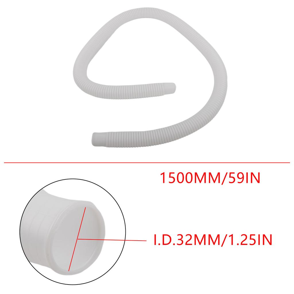 2 Stück 1500 mm / 59 Zoll Für Intex 1-1/4 Zoll Auslaufsicheres Schlauchzubehör Oberirdischer Poolpumpen-Ersatz 1,25 Zoll