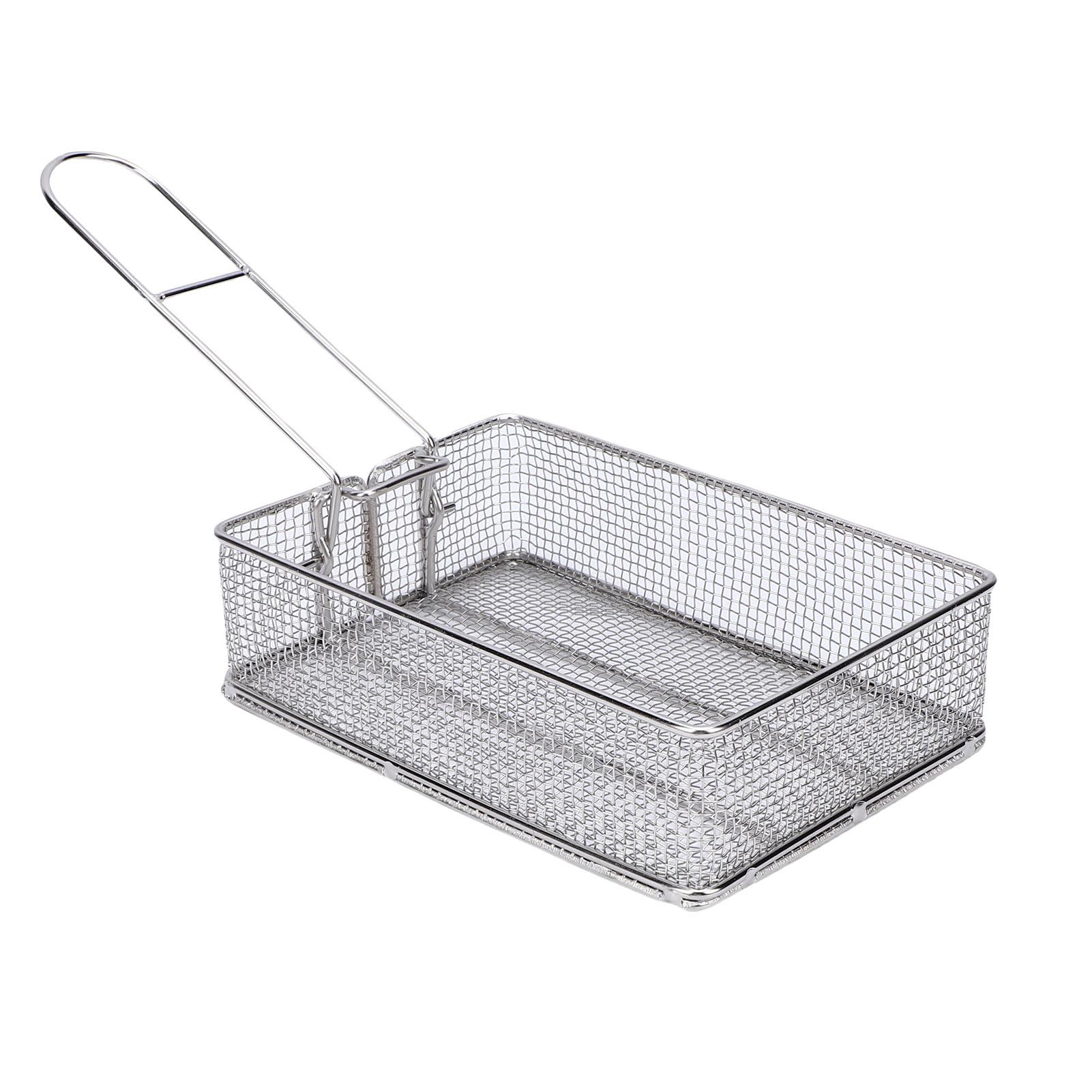Fry Basket with Foldable Detachable Handle Multifunctional Stainless Steel Fine Mesh Frying Basket for Frying Food Draining Oil Water