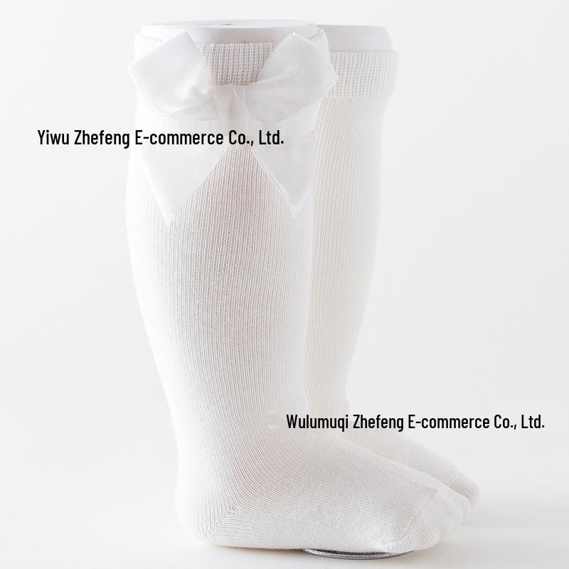 

2025 Spring Collection: Spanish Velvet Children s Knee-High Princess Socks with Big Bow 3-5 Years белый