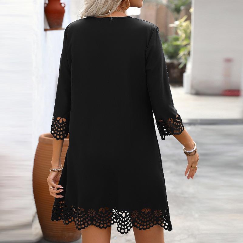 Women's European and American Style A-Line Burnout Dress - Spring/Summer Collection