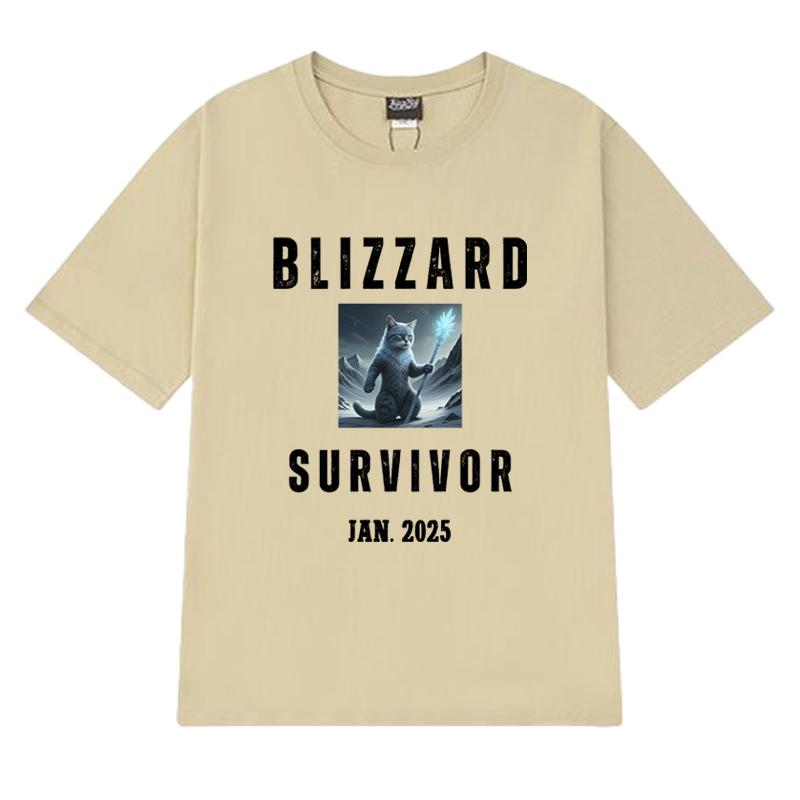 Winter Cat Blizzard Survivor Magic Wizard Cat T Shirt Unisex Women Funny Summer Short Sleeve Tshirts Unisex 100 Cotton Clothing