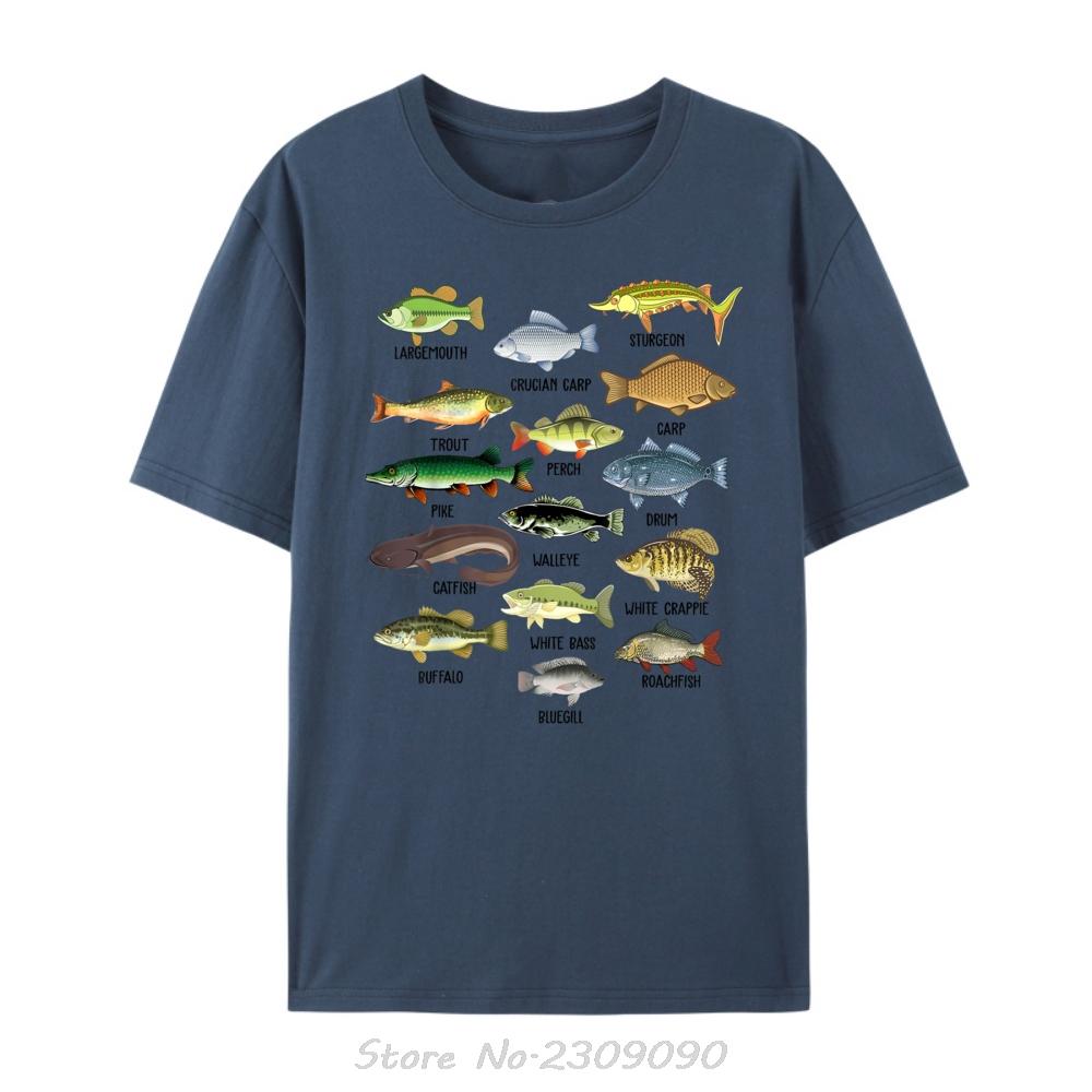 

Fishing Shirt Types Of Freshwater Fish Funny Men Boy Graphic Tshirt Fashion Fitness Tshirt Unisex Tops Tees Cotton T Shirt 4XL