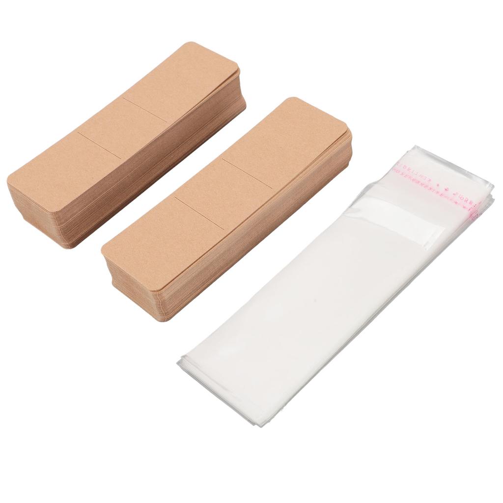 200PCS Set Bookmark Sleeve Set Blank Bookmarks Display Card and Transparent Self Adhesive Bag for Handcraft