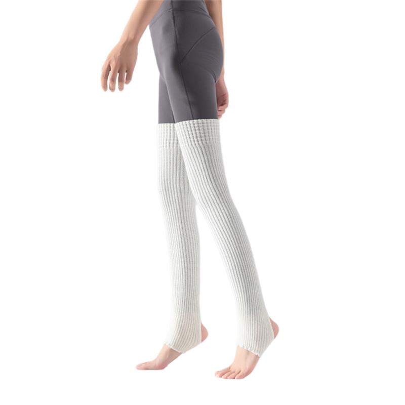 Calzettoni a costine a righe sopra il ginocchio senza piedi Scaldamuscoli lunghissimi con staffa Calze alte fino alla coscia per Donna Yoga
