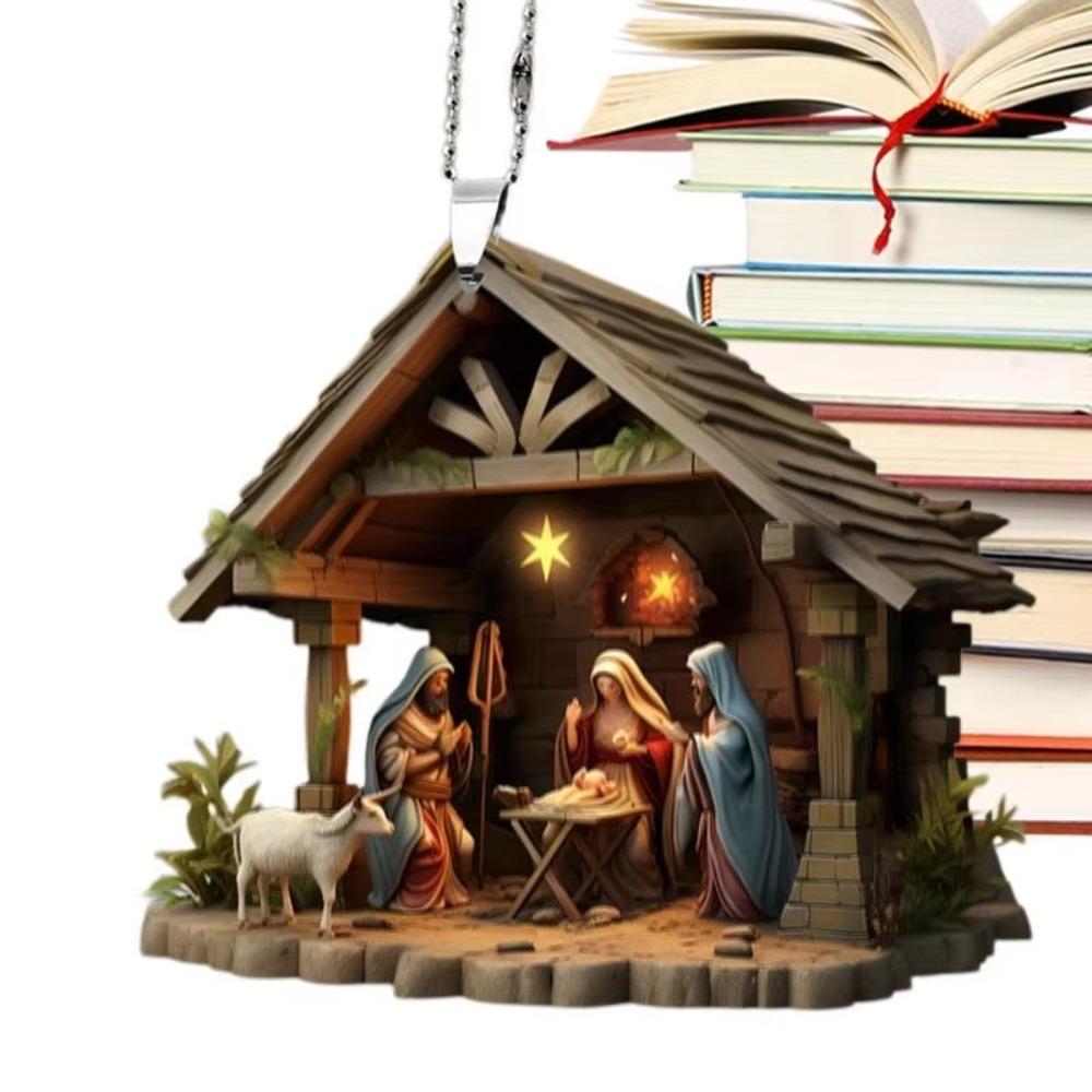Multi Scene 2D Acrylic Nativity Scene Pendant Creative 2D Christmas Tree Decoration