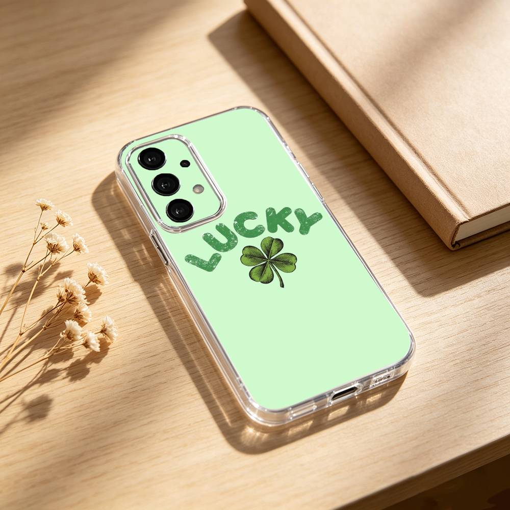 Four L-leaf Clover Phone Case For Samsung S25,24,21,22,23,30,Ultra,20,Plus,Fe,Lite,Note Transparent Cover