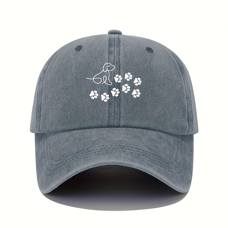 Adjustable baseball cap suitable for both men and women, cute dog with paw print pattern, duck tongue cap with cute style Adjustable серый