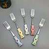 New Cute Bear Spoon Fork Ceramic Dessert Milk Fruit Salad Spoons Cartoon Flatware Kid Cutlery Tableware School Picnic Dinnerware