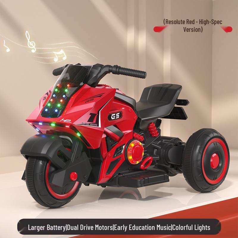 

Перезаряжаемый детский электромотоцикл: Игрушечный трехколесный велосипед с дистанционным управлением для мальчиков и девочек