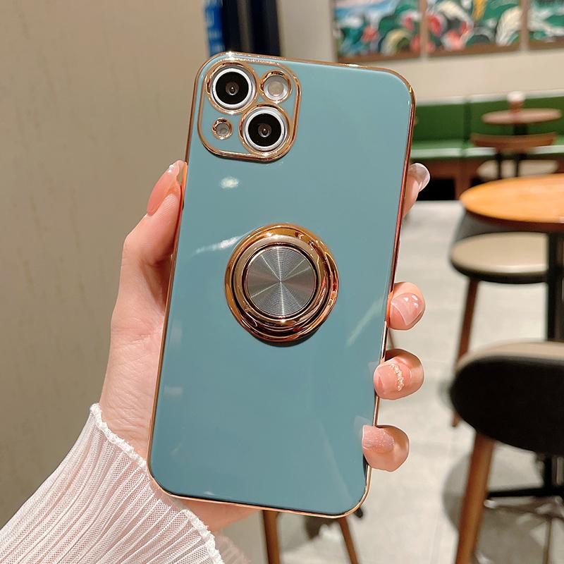 Luxusní pozlacený držák na prst Pouzdro Pro iPhone 17 Air 13 14 Pro Max 16 15 12 Měkký kryt telefonu Pro iPhone 11 Pouzdro