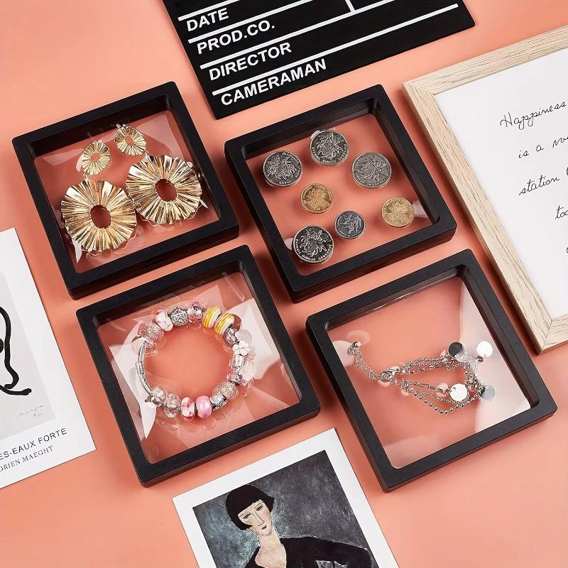 Square 3D Floating Frame Display Stand,hanging Pendant Box,jewelry,accessories,challenge Coin Storage And Display Stand