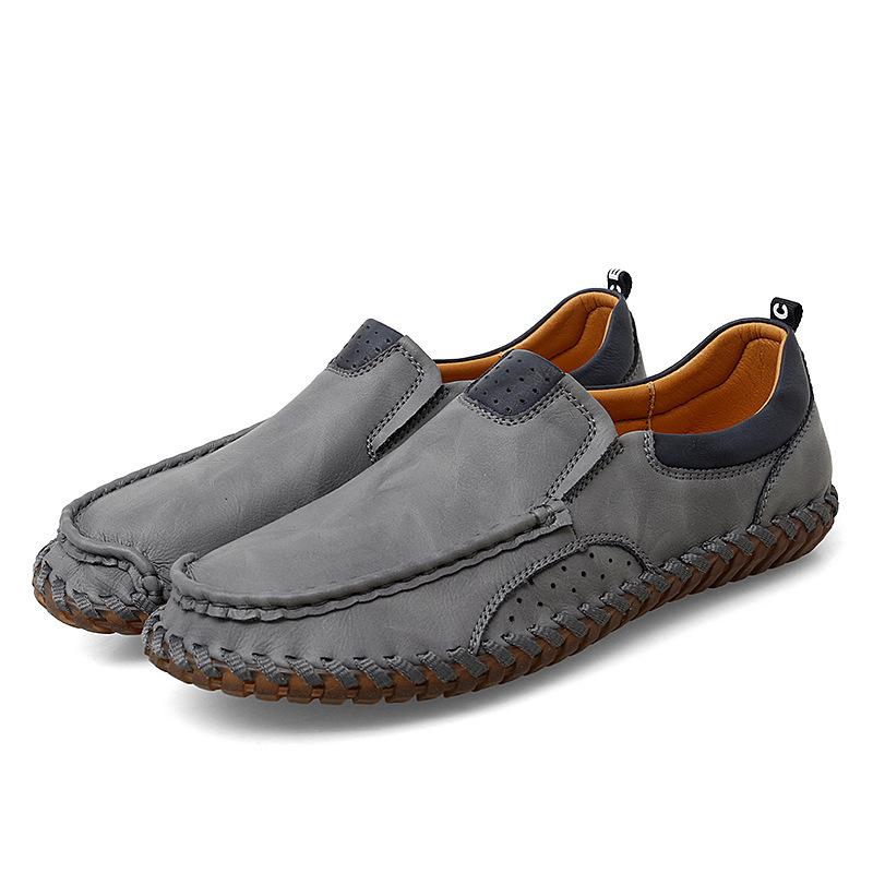 2021 Summer New Men's Casual Leather Shoes Fashionable Foot Cover Large Size Doudou Shoes Foreign Trade Handmade Breathable Lazy Shoes