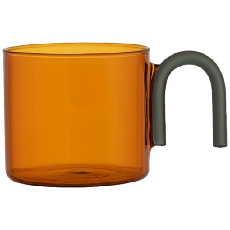 

Elegant Transparent High Borosilicate Glass Drinking Cup with Handle Insulated Coffee Mug for Home and Office Use бурштин