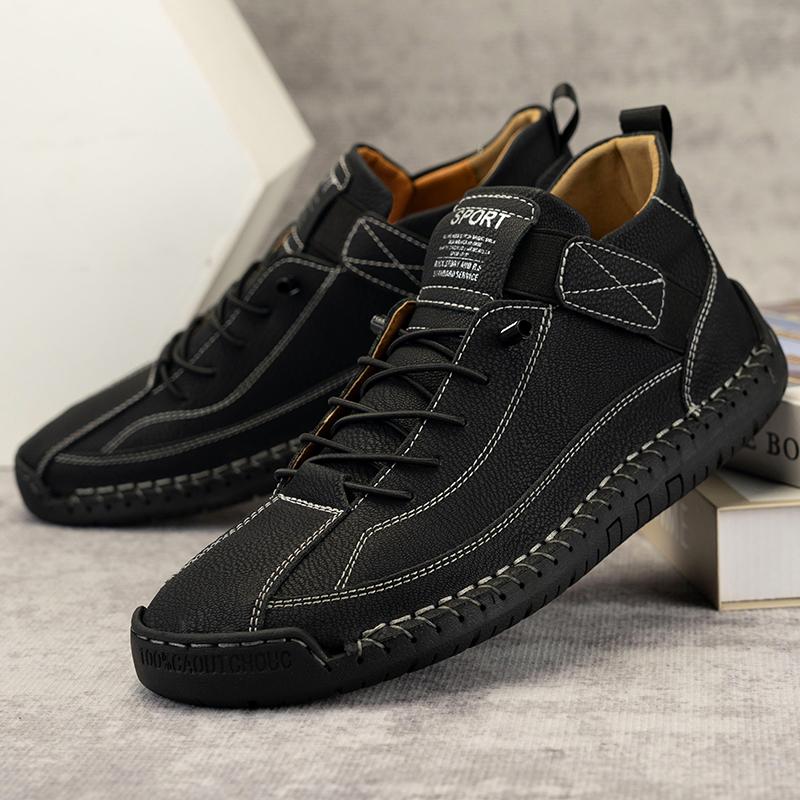 Fashion New Handmade Leather Men Shoes Casual Slip On Loafers Breathable Leather Shoes Men Flats Fashion Moccasins Tooling Shoes