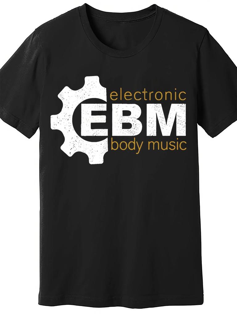 EBM DAY Electronic Body Music 242 Men's Graphic T-Shirt Black Casual Short Sleeve T-shirt with Gear Design Fit for All Seasons