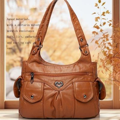 Lüks Çantalar Kadın PU Deri Omuz Çantaları Bayan için Günlük Tote Çantalar Büyük Kapasiteli İş Vintage El Çantaları Çok Fonksiyonlu Totlar